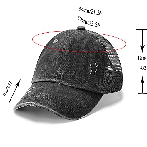 Bocianelli Criss Cross Hat Washed Distressed Baseball Cap Ponytail Hat High Messy Bun Ponycap for Women - Image 2