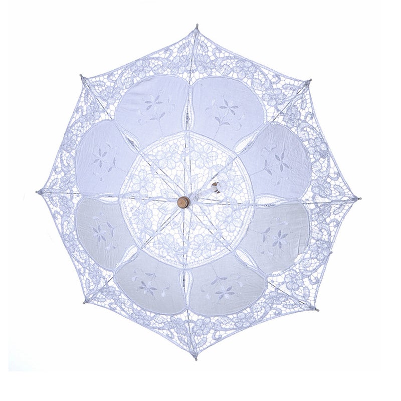 2pcs Western Lady Stage Show Lace Umbrella Photography Bride Supplies Decorative Craft Umbrella White Size S - Image 2