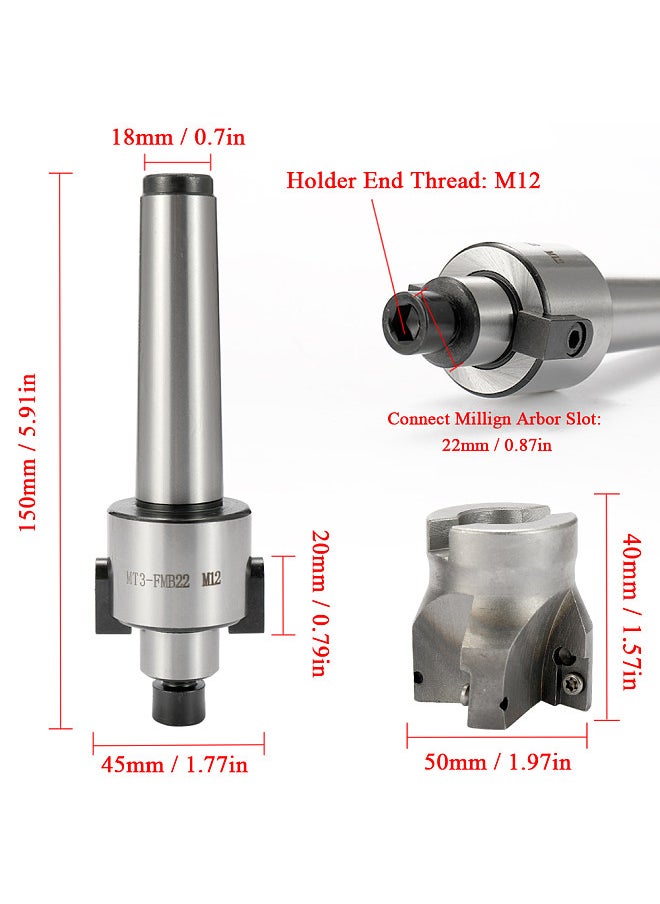 Generic - Metal Accuracy CNC Machine Tool MT3-FMB22 Holder Face Mill Arbor 10PCS Carbide Insets Turning Tool - Image 1
