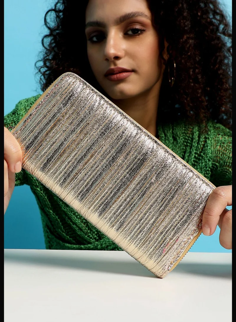 Haute Sauce Textured Casual Regular Wallet with Zip Lock For Women