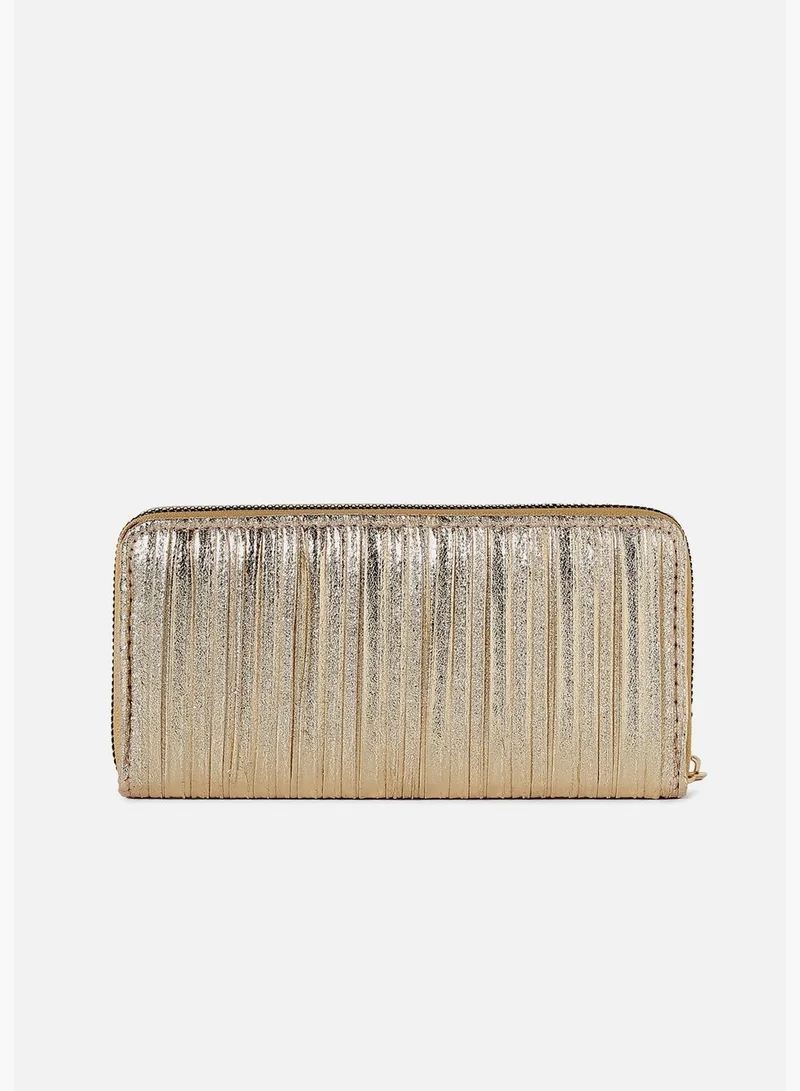 Haute Sauce Textured Casual Regular Wallet with Zip Lock For Women