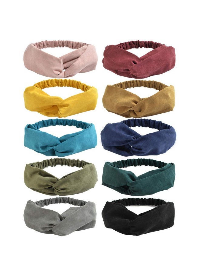 DRESHOW 10 Pack Boho Headbands For Women Vintage Cross Elastic Head Wrap Hair Accessories  - Image 1