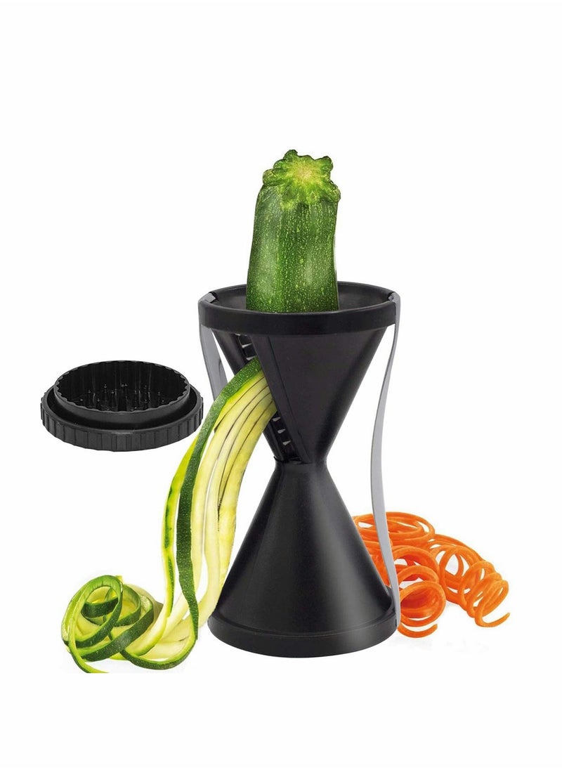 KASTWAVE - Spiralizer Spiral Vegetable Slicer & Zucchini Pasta Noodle Spaghetti Maker Spiral Cutter for Vegetables, Vegetable Grater, Manual Spirelli Slicer (Black) - Image 1
