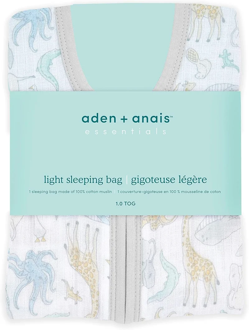 ايدن + أناي Aden + Anais Essentials Cotton Muslin 1.0 TOG Light Sleeping Bag - Natural History (18-36 Months)