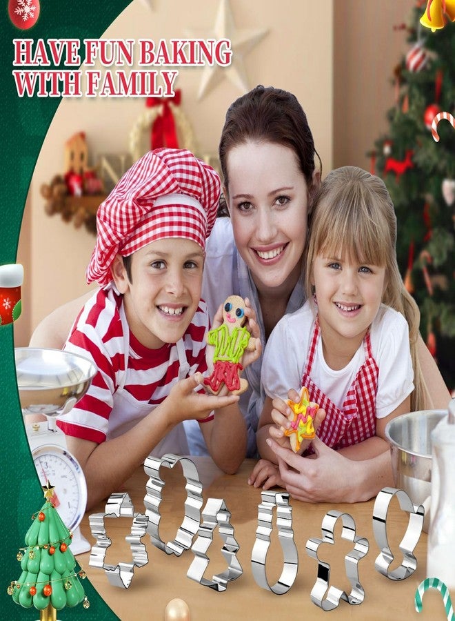مجموعة قوالب تقطيع بسكويت عيد الميلاد من Ychelhr - 6 قطع من قوالب بسكويت العطلات لمستلزمات حفلات عيد الميلاد/الهدايا - تتضمن رقاقات الثلج، والقفاز، وشجرة عيد الميلاد، ووجه سانتا، ورجل الثلج، ورجل خبز الزنجبيل - Image 2
