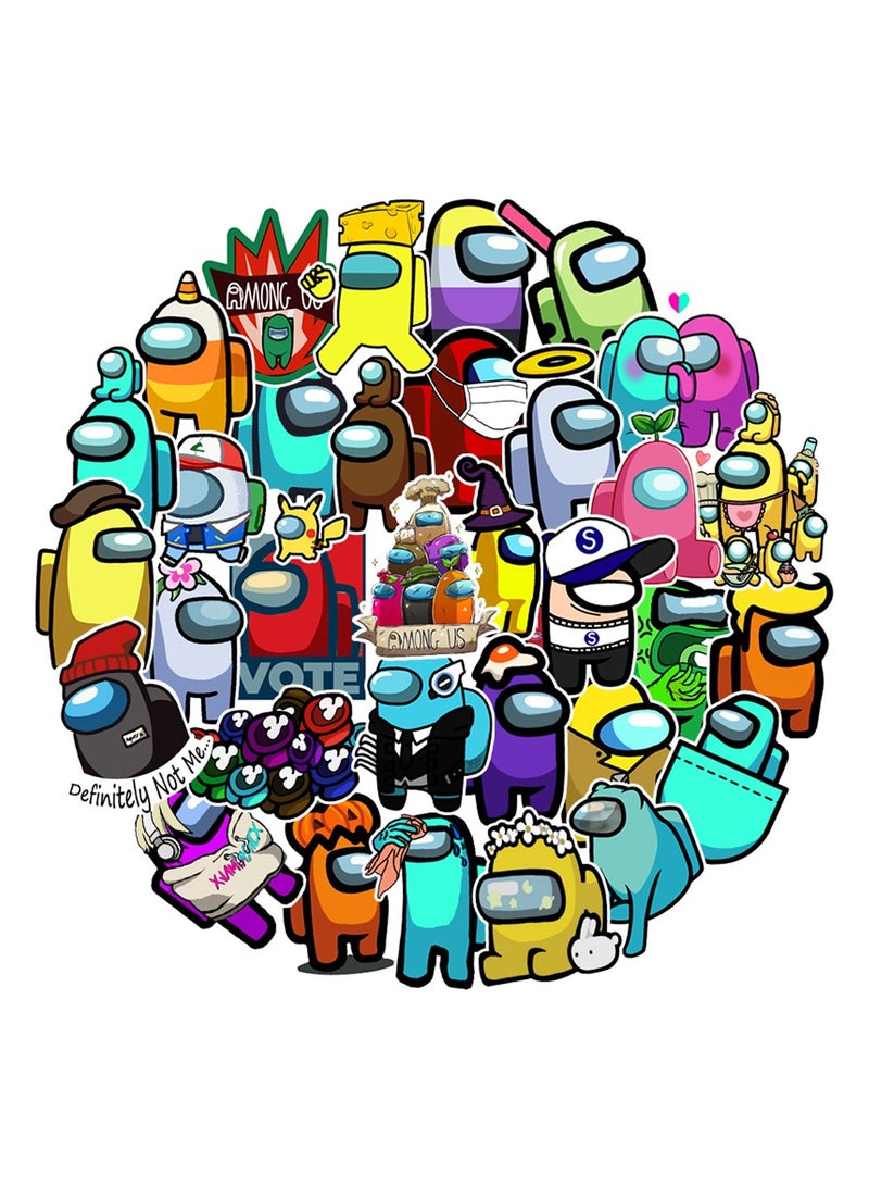 Among Us 50PCS Space Crew Adventure Stickers - Colorful Astronaut Team Decals for Kids with Emergency Button Design, Waterproof Cartoon Graffiti Pack for Laptop & School Supplies  - Image 2