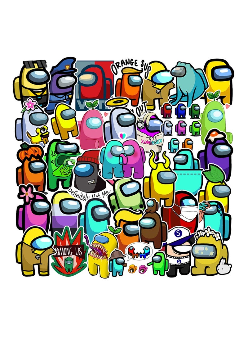 Among Us 50PCS Space Crew Adventure Stickers - Colorful Astronaut Team Decals for Kids with Emergency Button Design, Waterproof Cartoon Graffiti Pack for Laptop & School Supplies  - Image 1