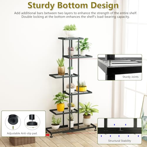 Twhep Metal Plant Stand, 6 Tier 12 Potted, Upgrade Multiple Plant Rack Shelf Organizer, ​Indoor Planter Display Shelving Unit for Patio Garden Corner Balcony Living Room - Image 2