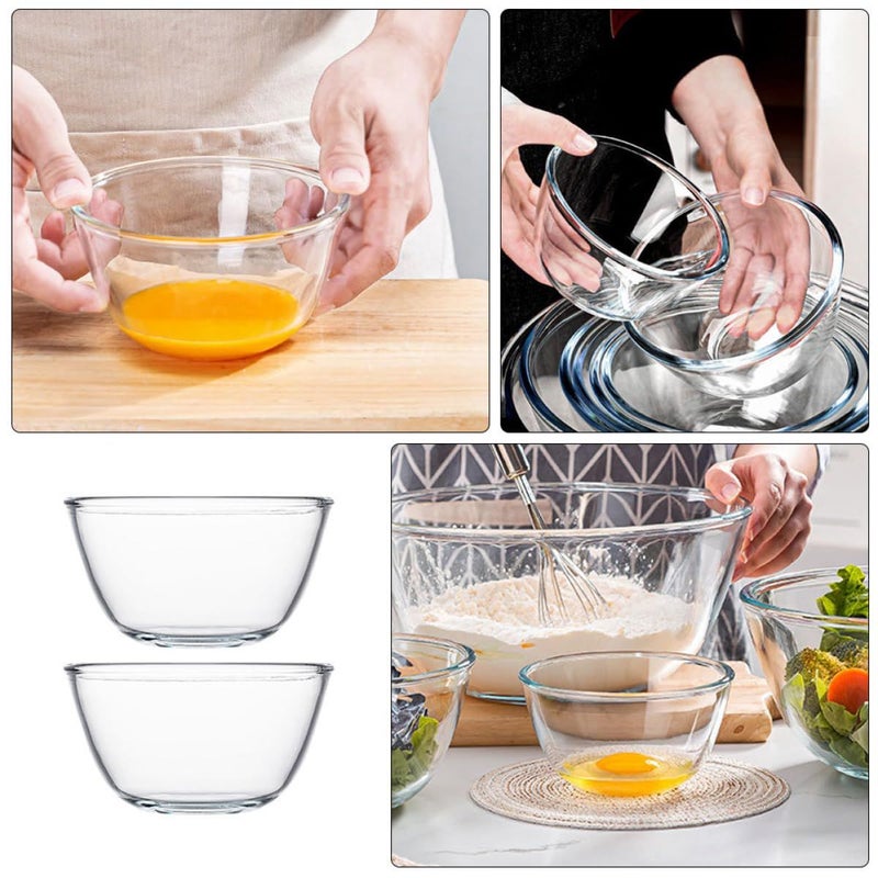 2 Piece 500ml Glass Mixing Bowls Set for Kitchen Baking Salad Dessert and Serving - Image 4