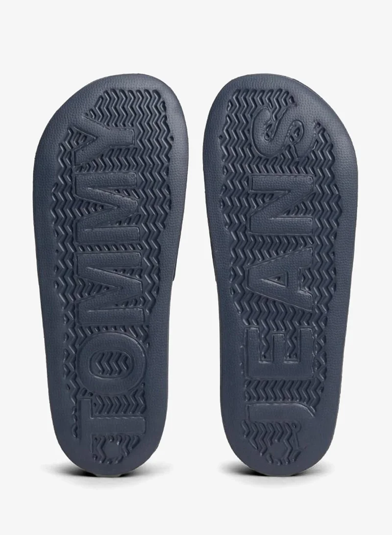 Tommy Jeans Dark Night Navy Flag Badge Contoured Pool Slides for Men | Best Price UAE