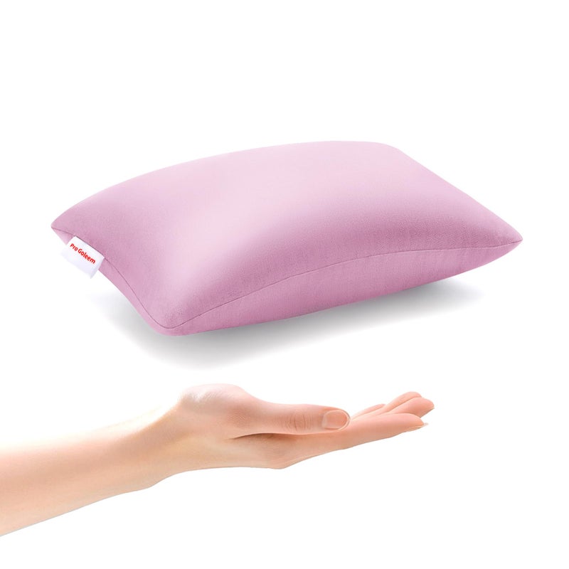 Pro Goleem Small Pillow 11x6x25 for Camping and Traveling with Name Tag Mini Tiny Pillow for Toddler Sleeping and Chair Car Air Nap Neck Lumbar Knee Rest Pillows Pink