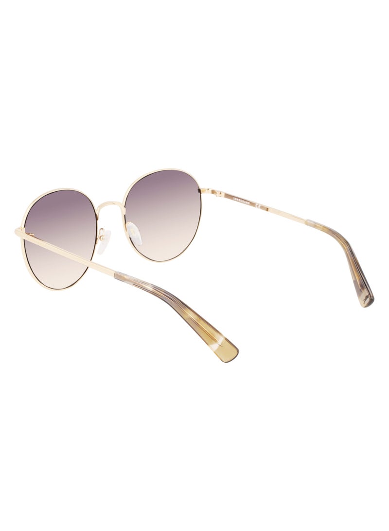 Longchamp نظارات شمسية معدنية دائرية للنساء بحماية من الأشعة فوق البنفسجية LO101S-726-5619 - حجم العدسة: 56 - ذهبية/وردي مدخن - Image 5