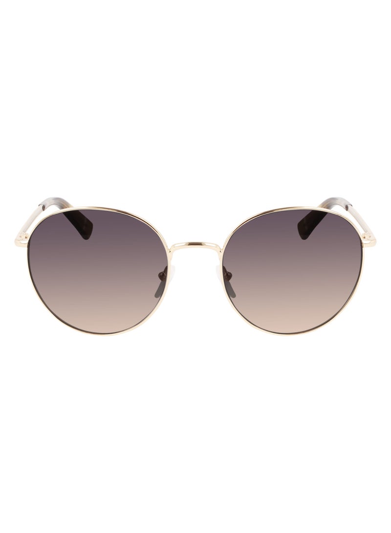 Longchamp نظارات شمسية معدنية دائرية للنساء بحماية من الأشعة فوق البنفسجية LO101S-726-5619 - حجم العدسة: 56 - ذهبية/وردي مدخن - Image 1