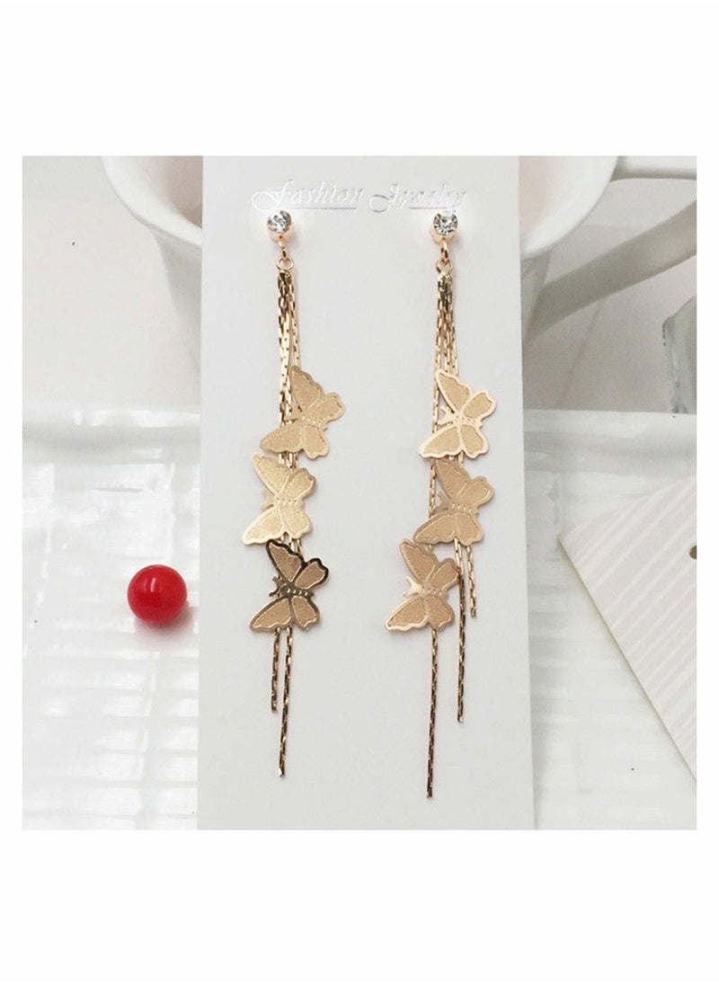SYOSI - Tassel Earrings Gold Plated Dainty Vivid Butterfly Silver Post Bar Long Thread Crystal Drop for Women Girl Gifts Present Valentines Birthday Anniversary Mothers Day - Image 1