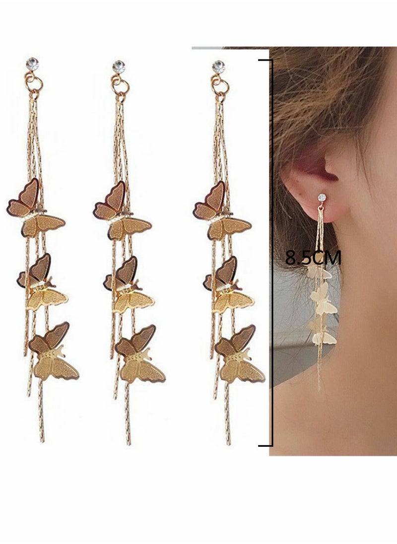 SYOSI - Tassel Earrings Gold Plated Dainty Vivid Butterfly Silver Post Bar Long Thread Crystal Drop for Women Girl Gifts Present Valentines Birthday Anniversary Mothers Day - Image 1
