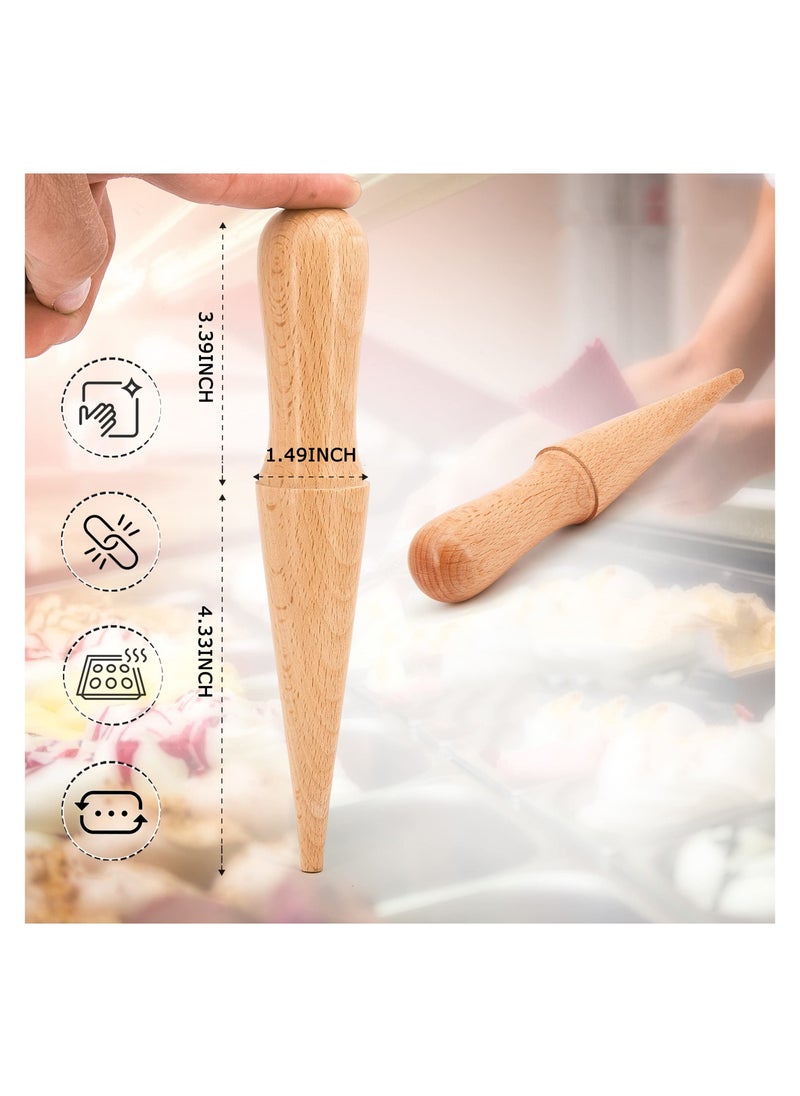 SYOSI - Ice Cream Waffle Cone Roller 8.3 Inch Strong and Smooth Cone Roller Wooden Pizzelle Cone Mould Non Slip Handle Waffle Cone Shaper Tool - Image 1