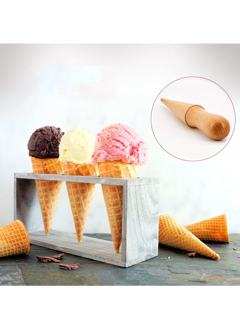 SYOSI - Ice Cream Waffle Cone Roller 8.3 Inch Strong and Smooth Cone Roller Wooden Pizzelle Cone Mould Non Slip Handle Waffle Cone Shaper Tool - Image 1