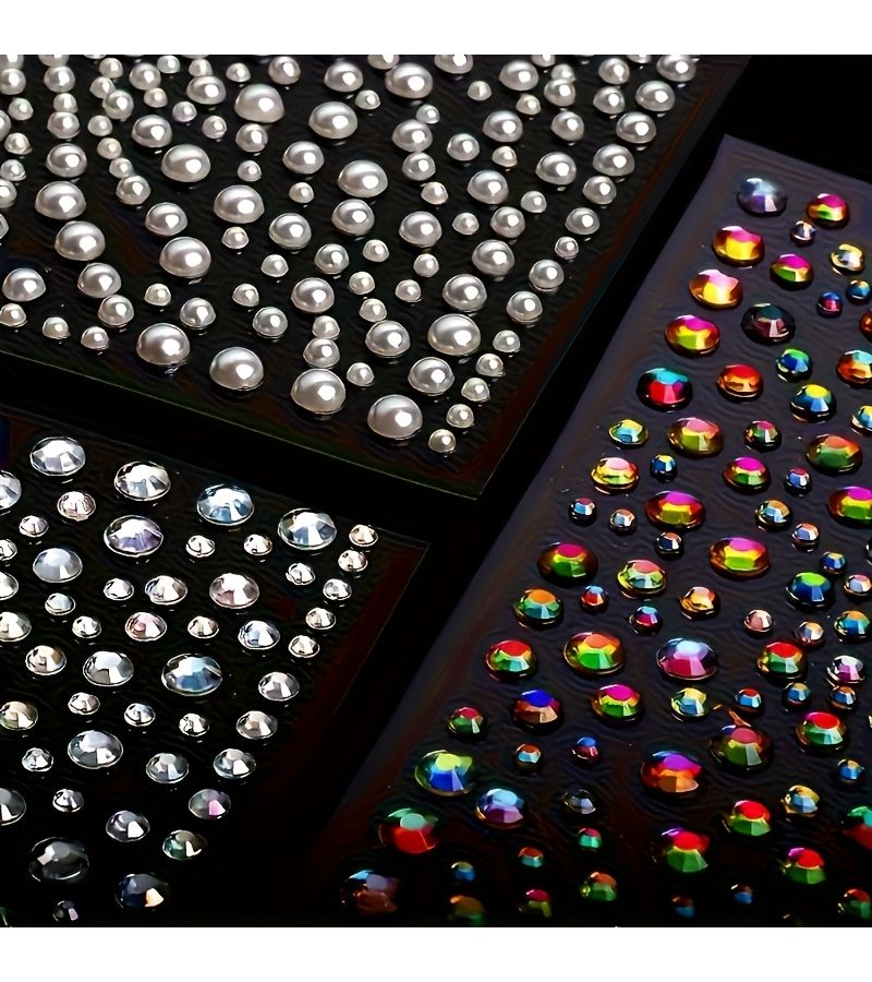 4 Sheets Self Adhesive Rhinestone Stickers for Face Hair Body DIY Decor - Image 2