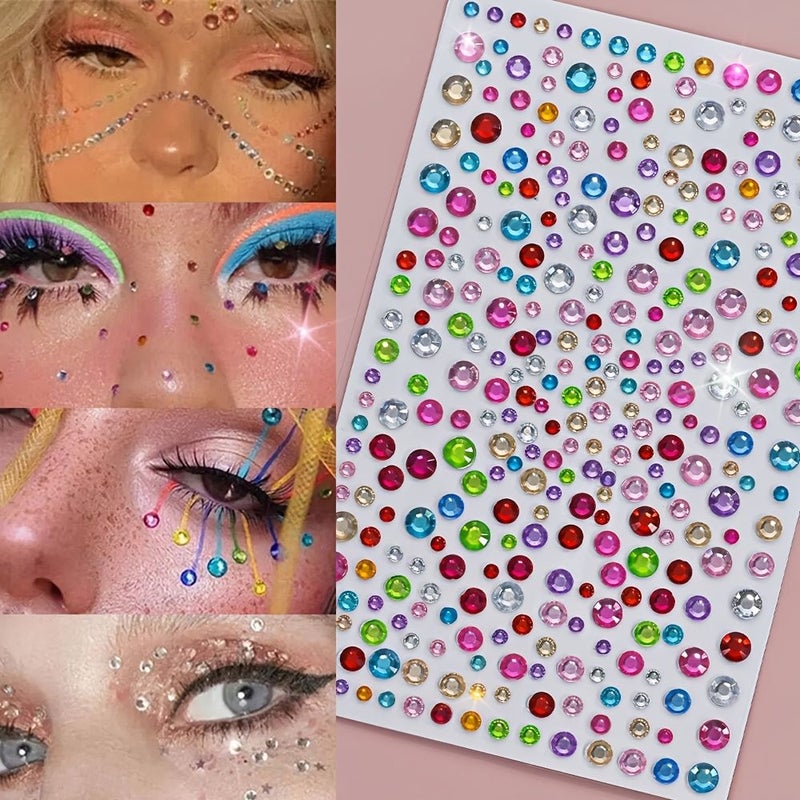 4 Sheets Self Adhesive Rhinestone Stickers for Face Hair Body DIY Decor - Image 5
