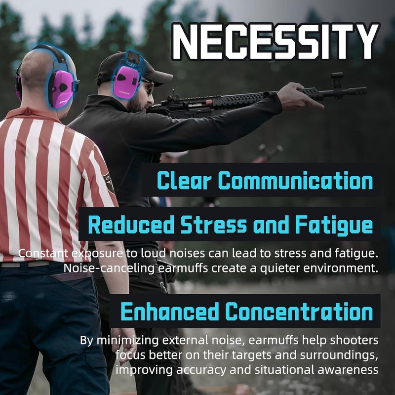 Zohan EM054 Electronic Ear Protection for Shooting Range with Sound Amplification Noise Reduction, Ear Muffs for Gun Range - Image 4