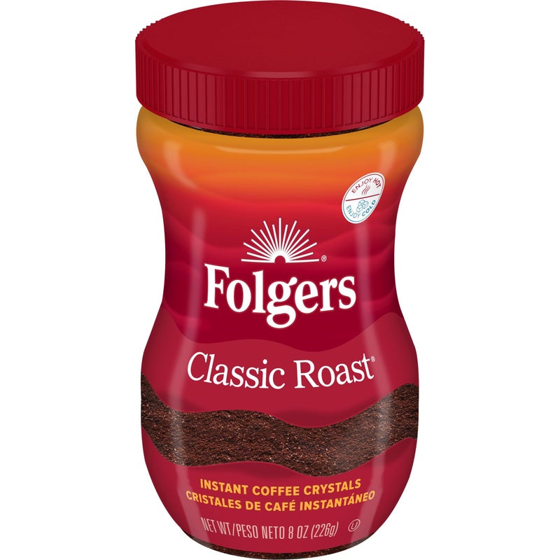 Folgers Classic Roast Instant Coffee, 8-Ounce Jar - Image 1