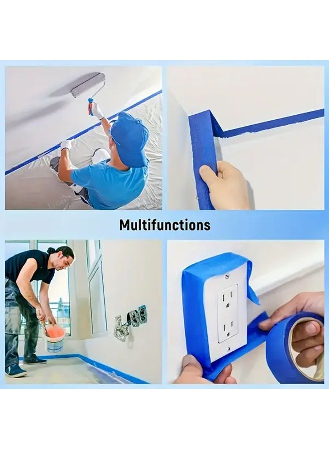 Blue Painter Tape 5 Rolls 13m Each Waterproof Residue Free Easy Remove for Home Office Art Crafts - Image 1