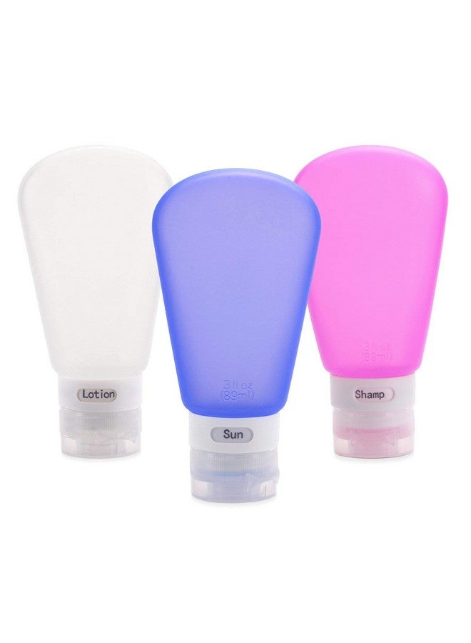 Crownish Pack of 3 Silicone Travel Bottles Sets Leak Proof Portable Makeup Bottles Organizer (90 Ml, Medium Size, Multi Colour) - Image 1