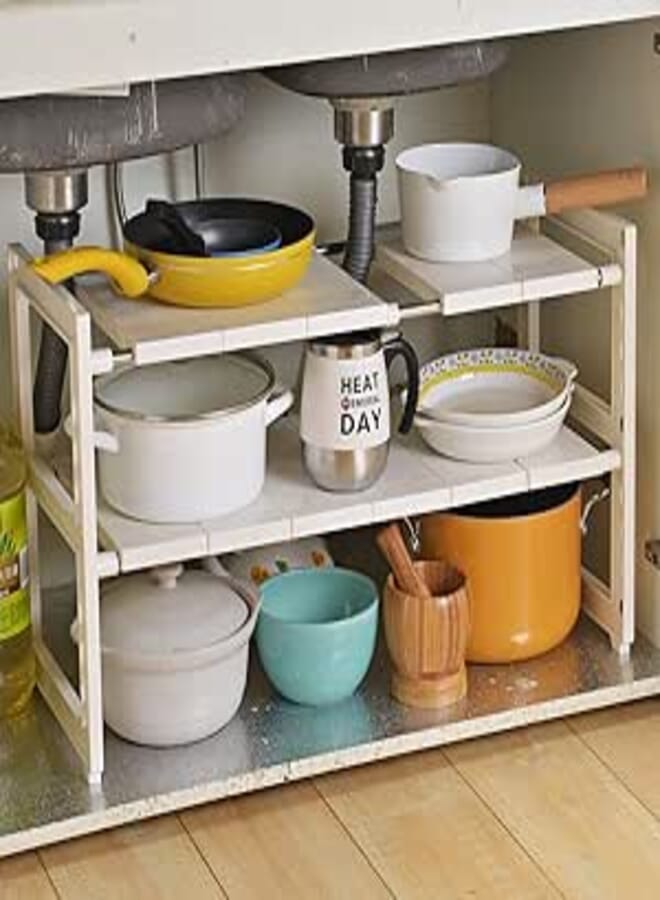 OBOR Organization and Storage, Under Sink Organizer for Kitchen, Expandable 2 Tier Cupboard Organizer for Bathroom/Balcony/Cloakroom