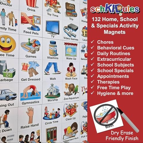 SchKIDules 153 pc Daily Visual Schedule Magnets for Kids-Create Healthy Routines, Reminders, Kids Calendars, Chore Charts & Behavioral Supports for Kids who Thrive on visuals, Type A Toddlers, Autism & ADHD - Image 5