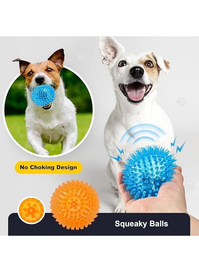 Non-Toxic 3.5 Inch Squeaky Dog Toy Balls, Combo Of 2 Pcs Durable Aggressive Chewers Chew Toys For Teething, Bpa Free, Spikey For Medium, Large & Small Dogs - Image 4