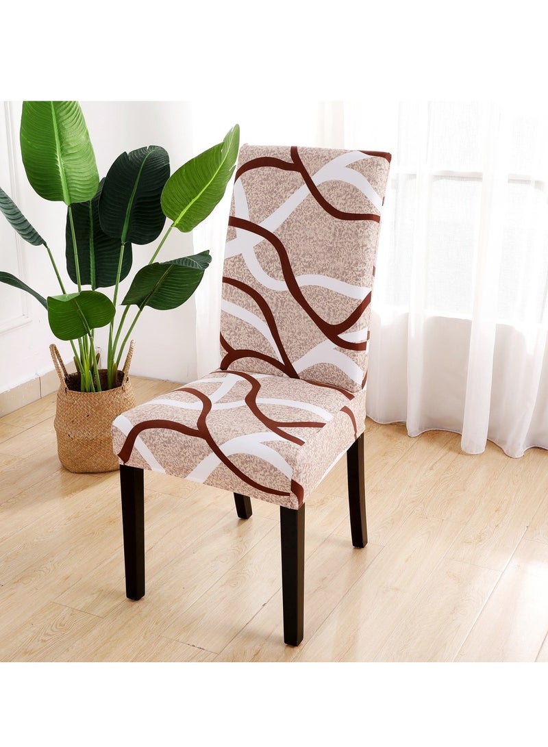 1pcs Stretchable Chair Cover Brown/White - Image 1