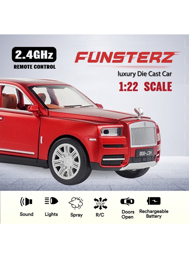 فونسترز سيارة رولز رويس كولينان من فنسترز بمقياس 1:22 تعمل بالتحكم عن بُعد - سيارة مصنوعة من سبائك معدنية مصبوبة مزودة بمصابيح LED، وجهاز تحكم عن بُعد كامل الوظائف، وبطارية قابلة لإعادة الشحن - نموذج فاخر يعمل بالتحكم عن بُعد للأطفال وهواة الجمع - Image 2