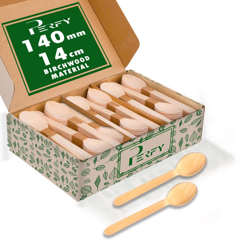 Perfy Eco Friendly Disposable Spoons (140mm) | Wooden Dining Flatware | Ideal for Kids Birthday Party, Wedding & Also Festivals (Pack of 25) - Image 1