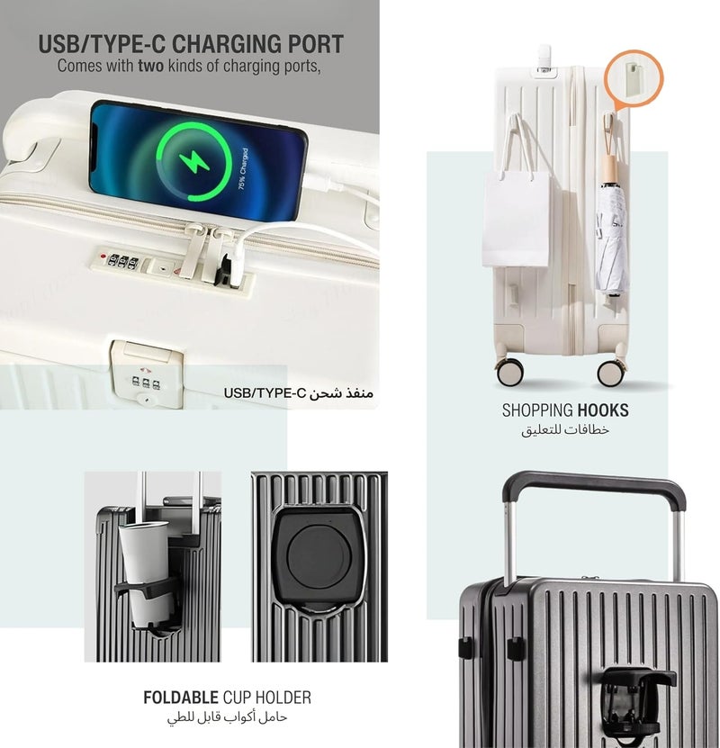 TEREPLUS 20-inch Carry-on Luggage with USB Port - Image 5