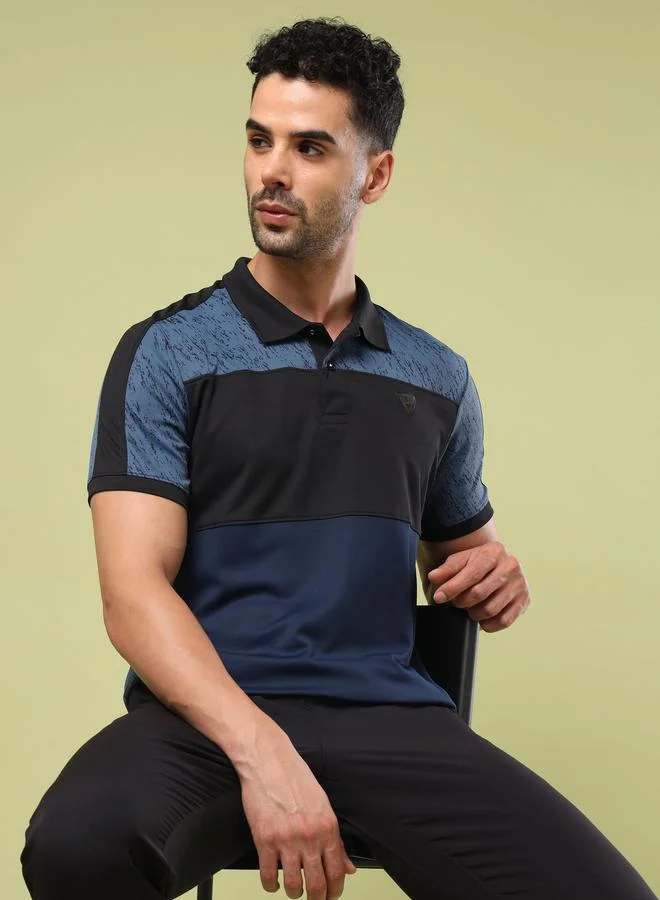 تكنوسبورت Color Block Printed Slim Fit Polo by Styli