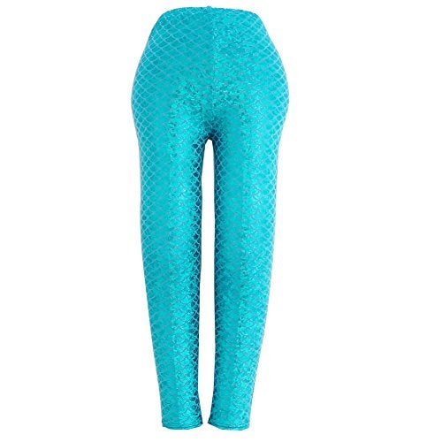 Frogwill Little Girls Mermaid Scale Leggings Fish Pants 3-11 Years (7/8Y, Blue) - Image 5