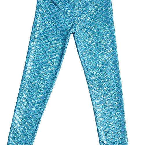 Frogwill Little Girls Mermaid Scale Leggings Fish Pants 3-11 Years (7/8Y, Blue) - Image 4