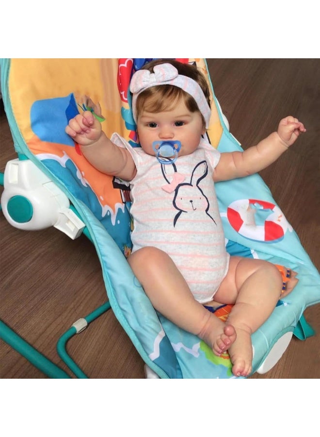 فتاة دمية طفل 20 بوصة حقيقية ولدت من جديد تفتح عينيها ، تبدو مثل دمية طفل سيليكون بحجم حقيقي ، يمكن أن ترجح الأطراف ، مناسبة للأطفال فوق سن 3 سنوات - Image 1