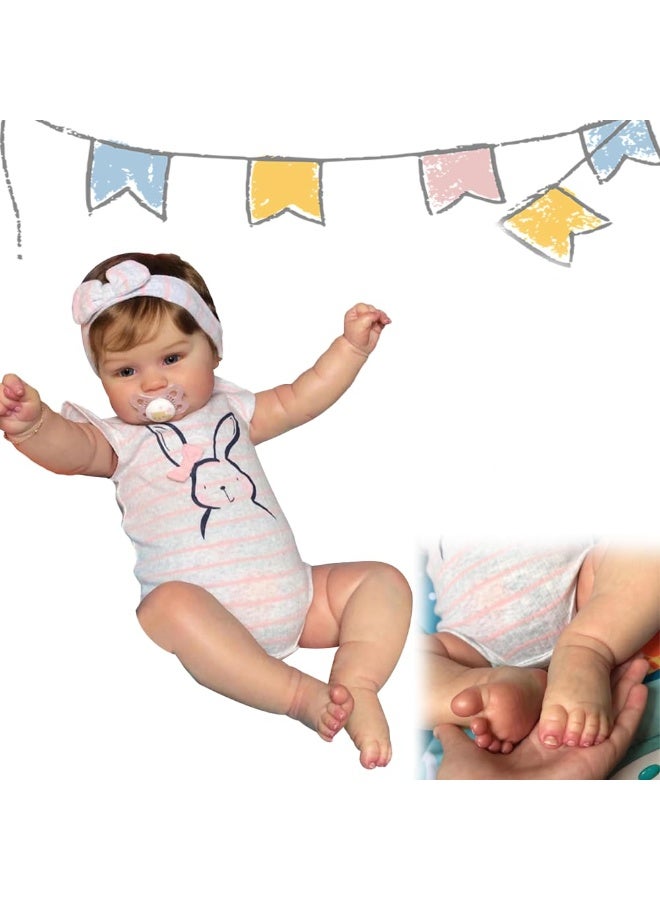 فتاة دمية طفل 20 بوصة حقيقية ولدت من جديد تفتح عينيها ، تبدو مثل دمية طفل سيليكون بحجم حقيقي ، يمكن أن ترجح الأطراف ، مناسبة للأطفال فوق سن 3 سنوات - Image 4