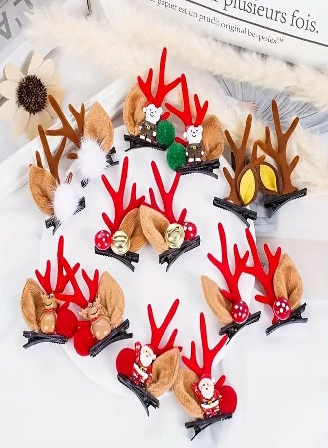 Radhya Accessories Christmas Reindeer Antler Hair Clips pair (Pack of 2) Christmas hair clips for Girls Christmas gift for kids toddlers babies Korean hair accessories Secret Santa GiftHairbands (Design 3) - Image 2