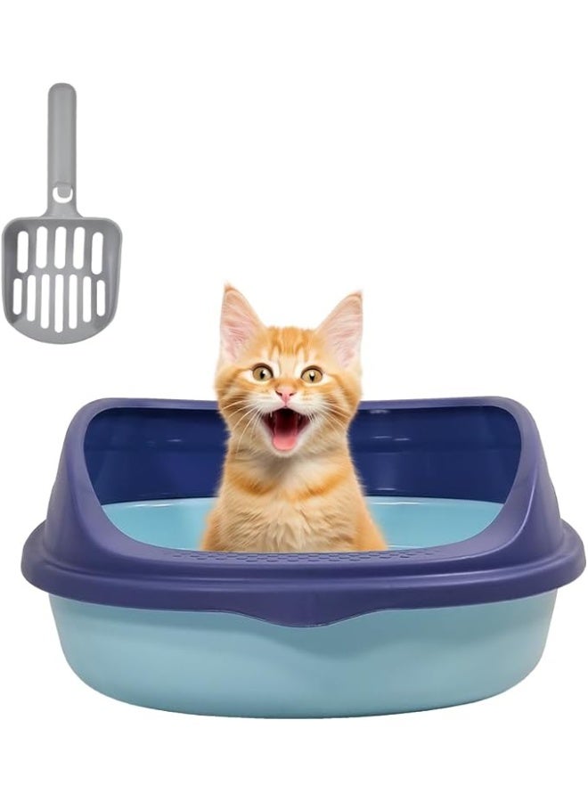 أن ان سي بيتس صندوق قمامة شبه مغلق مع مغرفة قمامة، مضاد للتناثر، مناسب للقطط متوسطة الحجم، سهل التنظيف وسياج قابل للفصل، صندوق قمامة مفتوح من الأعلى وذو جوانب عالية (37 سم) - Image 1