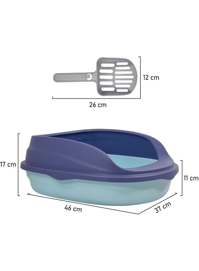 أن ان سي بيتس صندوق قمامة شبه مغلق مع مغرفة قمامة، مضاد للتناثر، مناسب للقطط متوسطة الحجم، سهل التنظيف وسياج قابل للفصل، صندوق قمامة مفتوح من الأعلى وذو جوانب عالية (37 سم) - Image 2