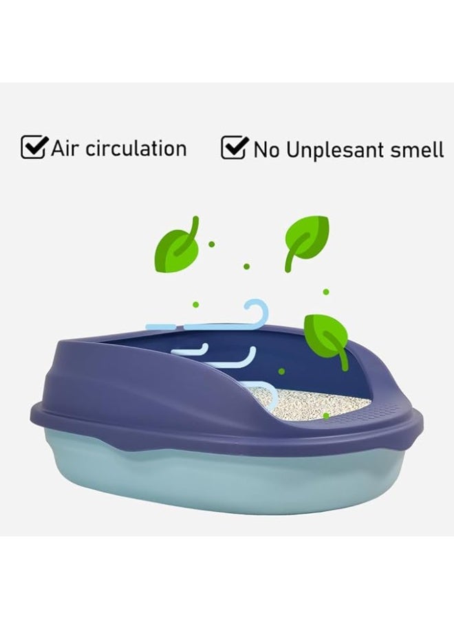 أن ان سي بيتس صندوق قمامة شبه مغلق مع مغرفة قمامة، مضاد للتناثر، مناسب للقطط متوسطة الحجم، سهل التنظيف وسياج قابل للفصل، صندوق قمامة مفتوح من الأعلى وذو جوانب عالية (37 سم) - Image 4