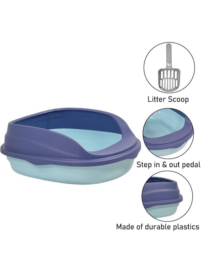 أن ان سي بيتس صندوق قمامة شبه مغلق مع مغرفة قمامة، مضاد للتناثر، مناسب للقطط متوسطة الحجم، سهل التنظيف وسياج قابل للفصل، صندوق قمامة مفتوح من الأعلى وذو جوانب عالية (37 سم) - Image 3