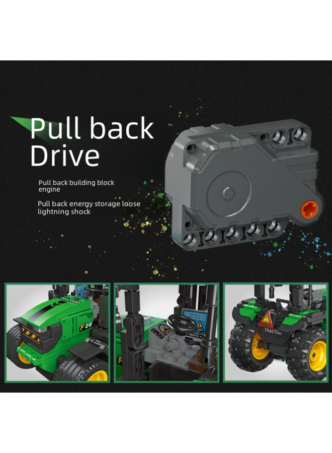 Jiexing 57001 Technology Series Tractor Pull-back Car Boys Assembled Small Particle Building Blocks Toys For Children-Color:Tractor - Image 5