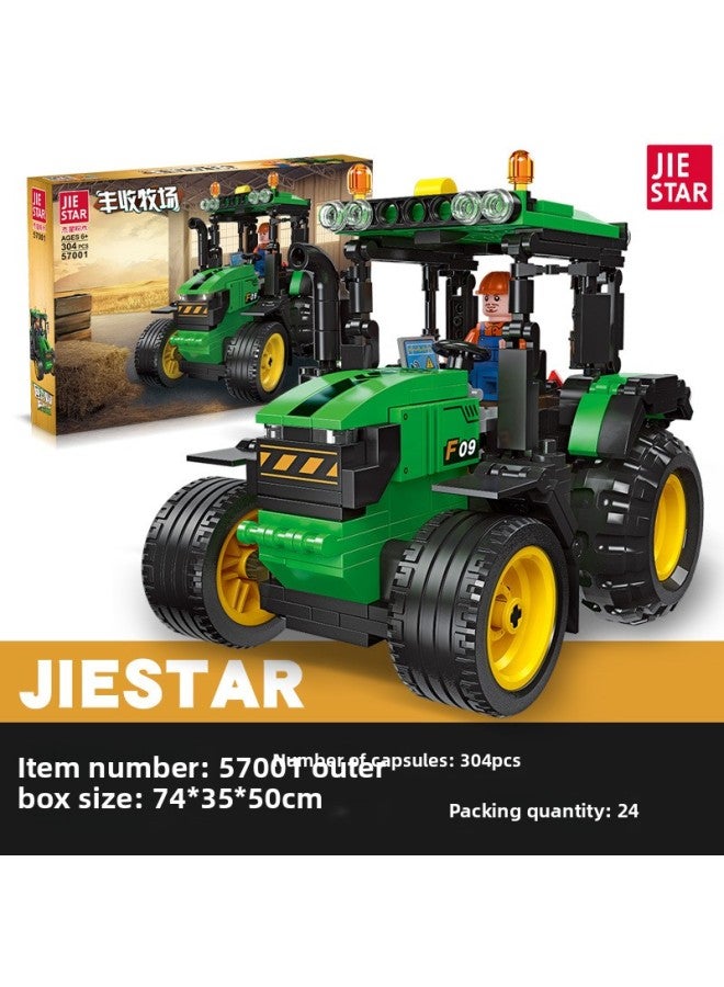 Jiexing 57001 Technology Series Tractor Pull-back Car Boys Assembled Small Particle Building Blocks Toys For Children-Color:Tractor - Image 1