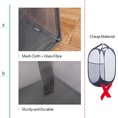 HONOMA Laundry Bags Hamper Bag with Handles,Portable &Collapsible Dirty Clothes Mesh Basket Foldable for Washing Storage, Kids Room,Dorm or Travel (Black, Single-Layer) - Image 3