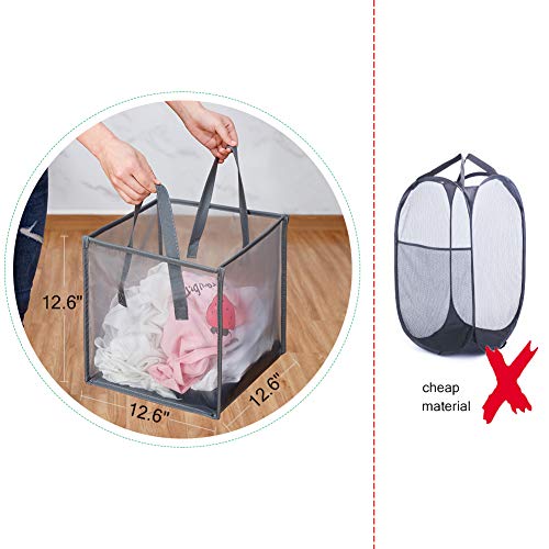 HONOMA Laundry Bags Hamper Bag with Handles,Portable &Collapsible Dirty Clothes Mesh Basket Foldable for Washing Storage, Kids Room,Dorm or Travel (Black, Single-Layer) - Image 4