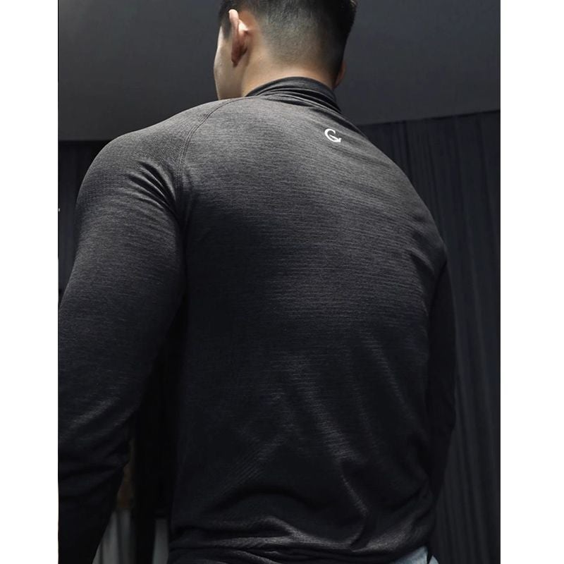 Gtal American Seamless Jacquard Zipper Long Sleeve Training Fitness Outdoor Strong Top Sports Quick-Drying Slim T-Shirt - Image 5