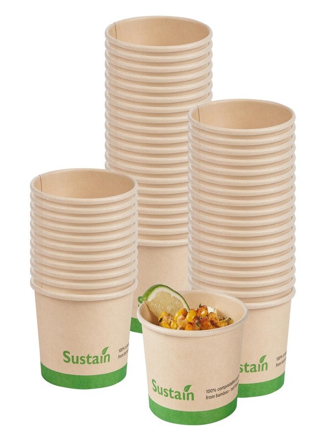 Restaurantware-Sustain 4 Ounce Paper Soup Containers, 50 Disposable Ice Cream Cups - Lids Sold Separately, With PLA lining, Bamboo To Go Hot Soup Bowls, Compostable, Greaseproof - Image 2